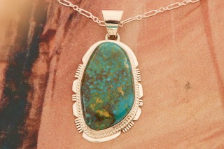 Genuine Turquoise Mountain Mine Sterling Silver Pendant